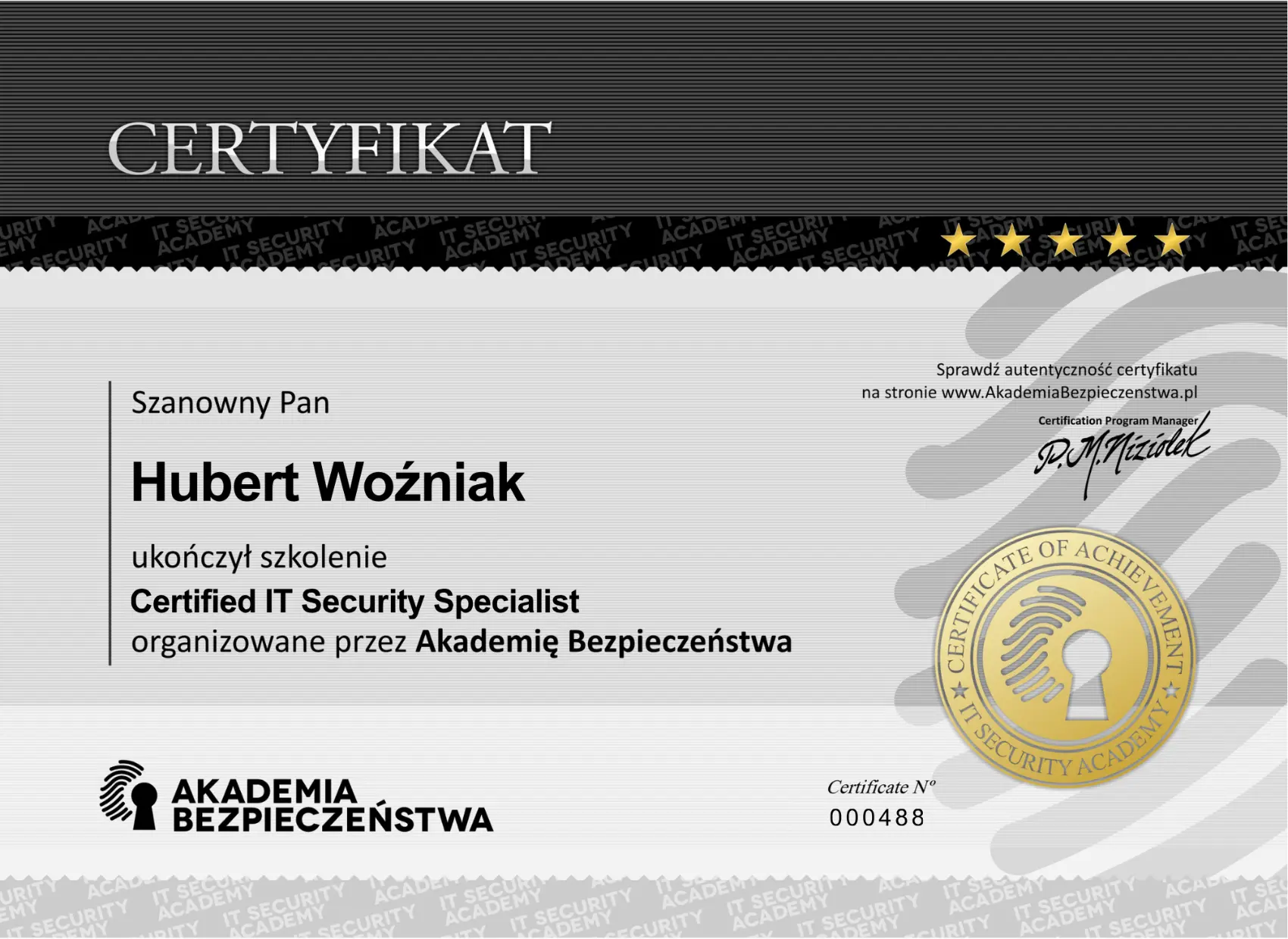 Security Specialist Certificate